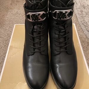 Michael Kors Black Leather Combat Boots